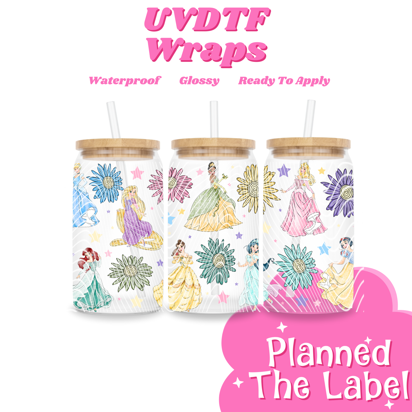 Flower Princess 16oz UVDTF Transfer