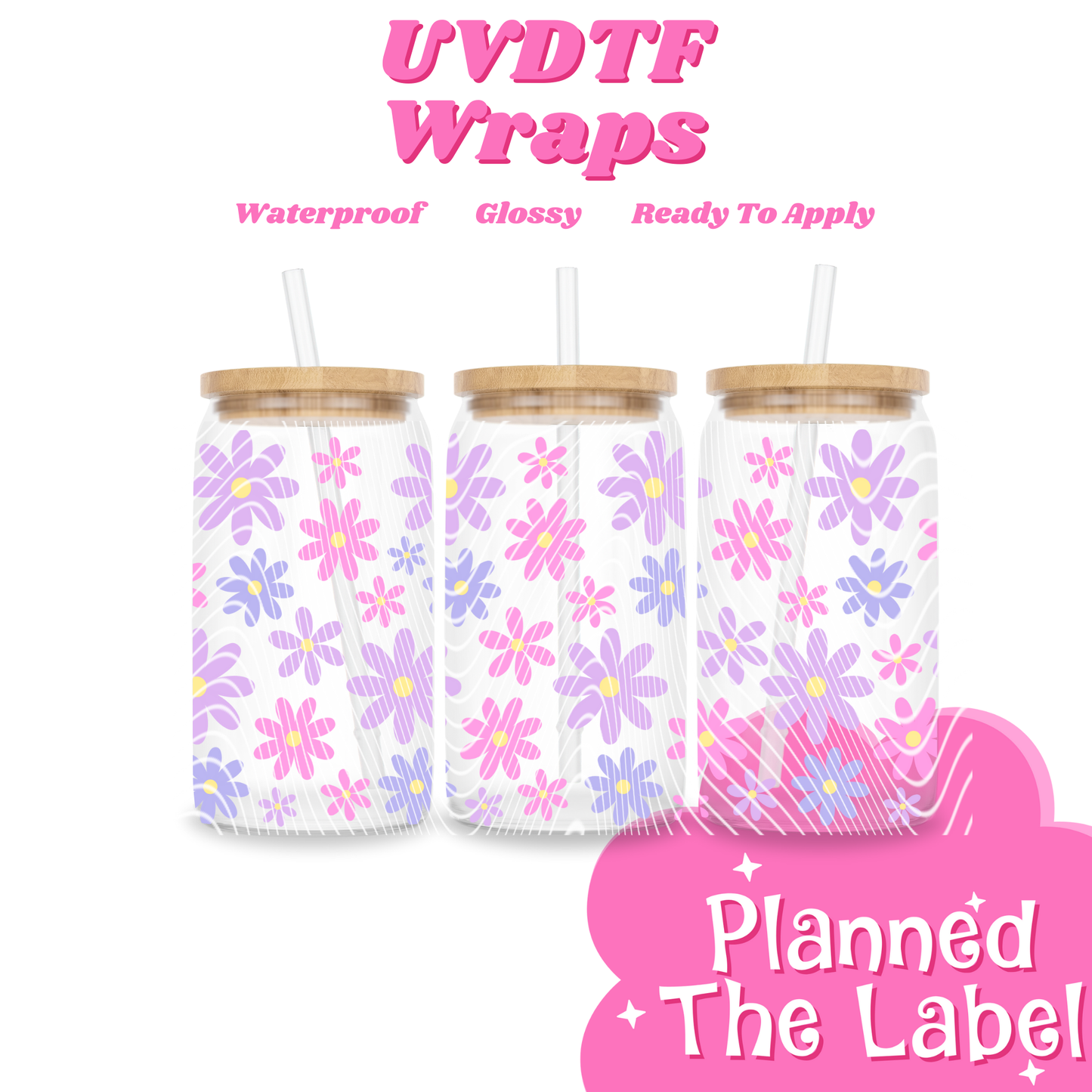 Purple Floral 16oz UVDTF Transfer