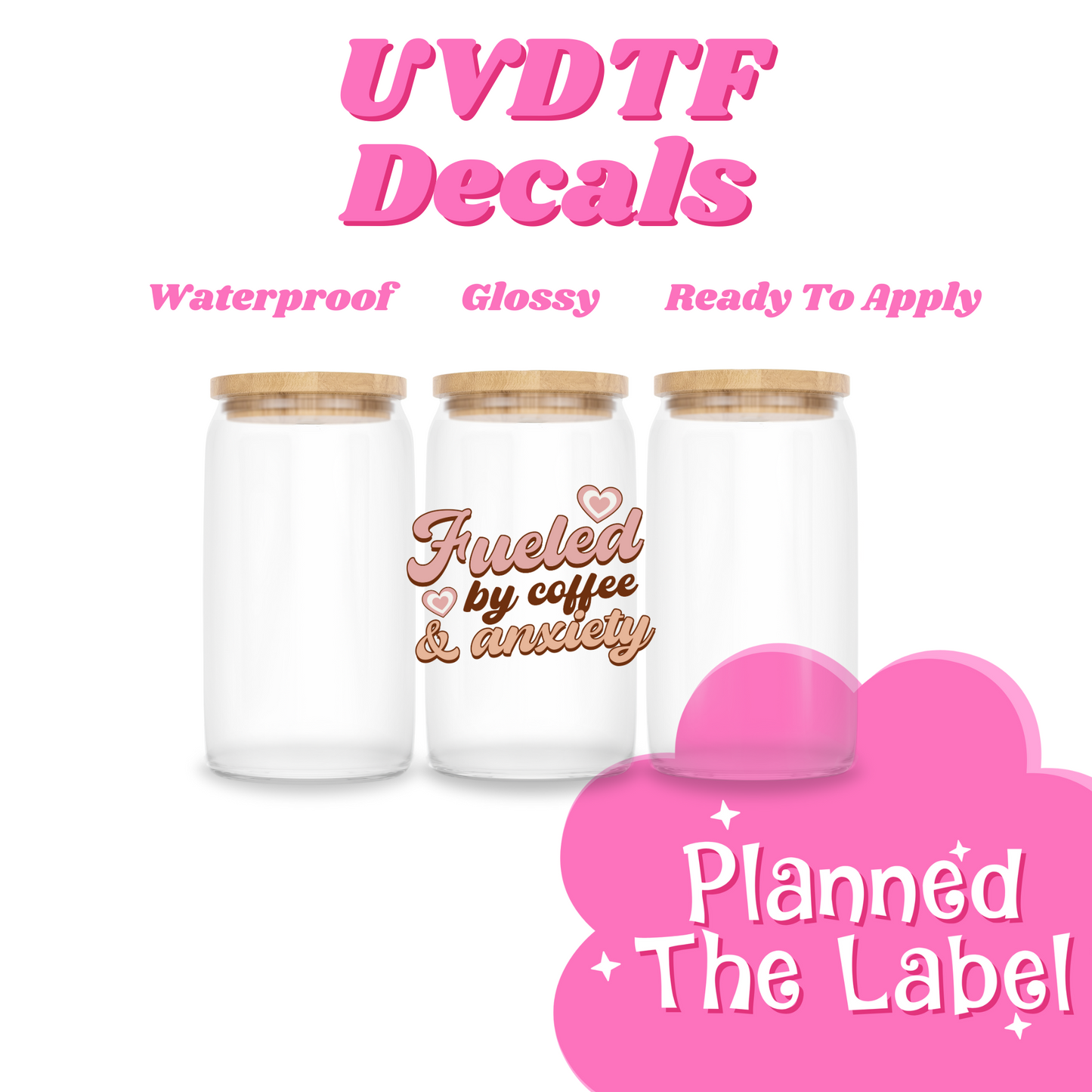 Fueled By Coffee & Anxiety Uvdtf Decal