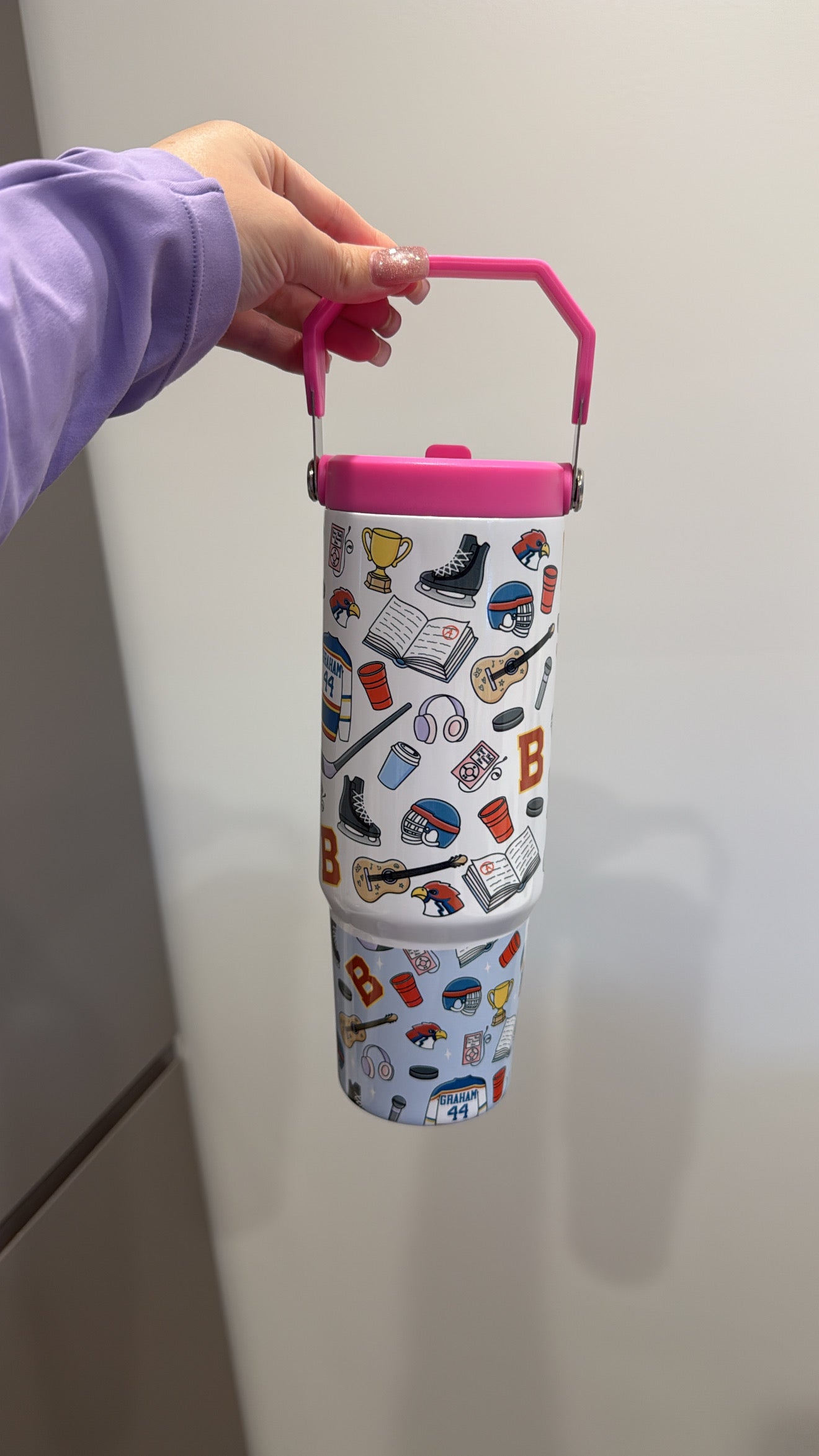 30oz Handle Sublimation Tumbler (pink lids only)