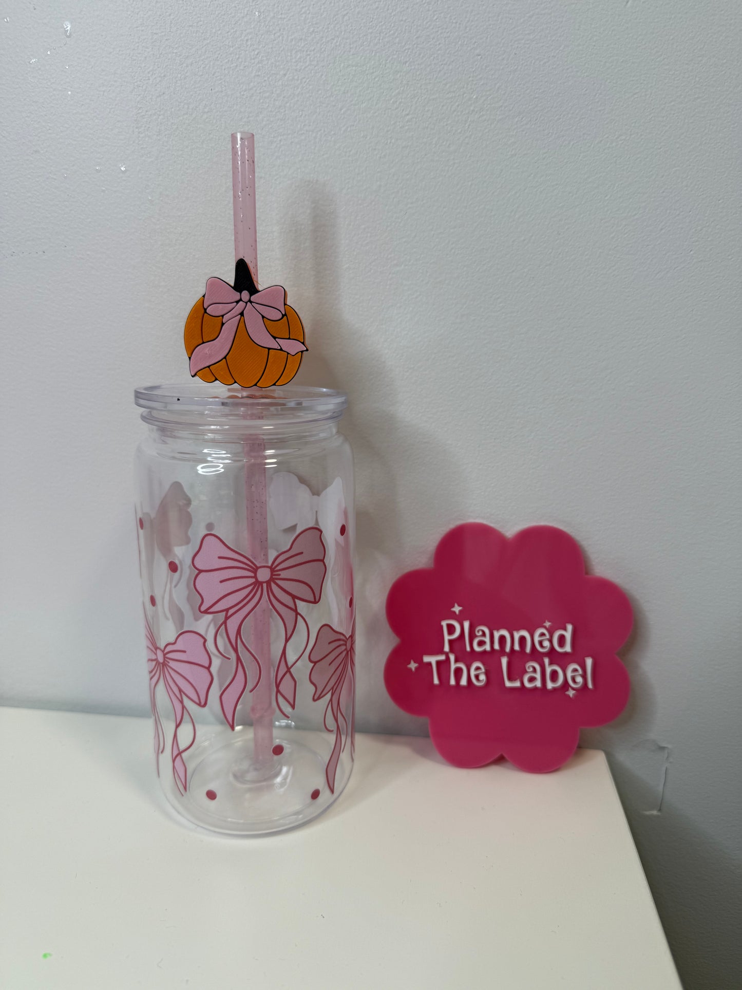 Pumpkin Bow Straw Topper 3D