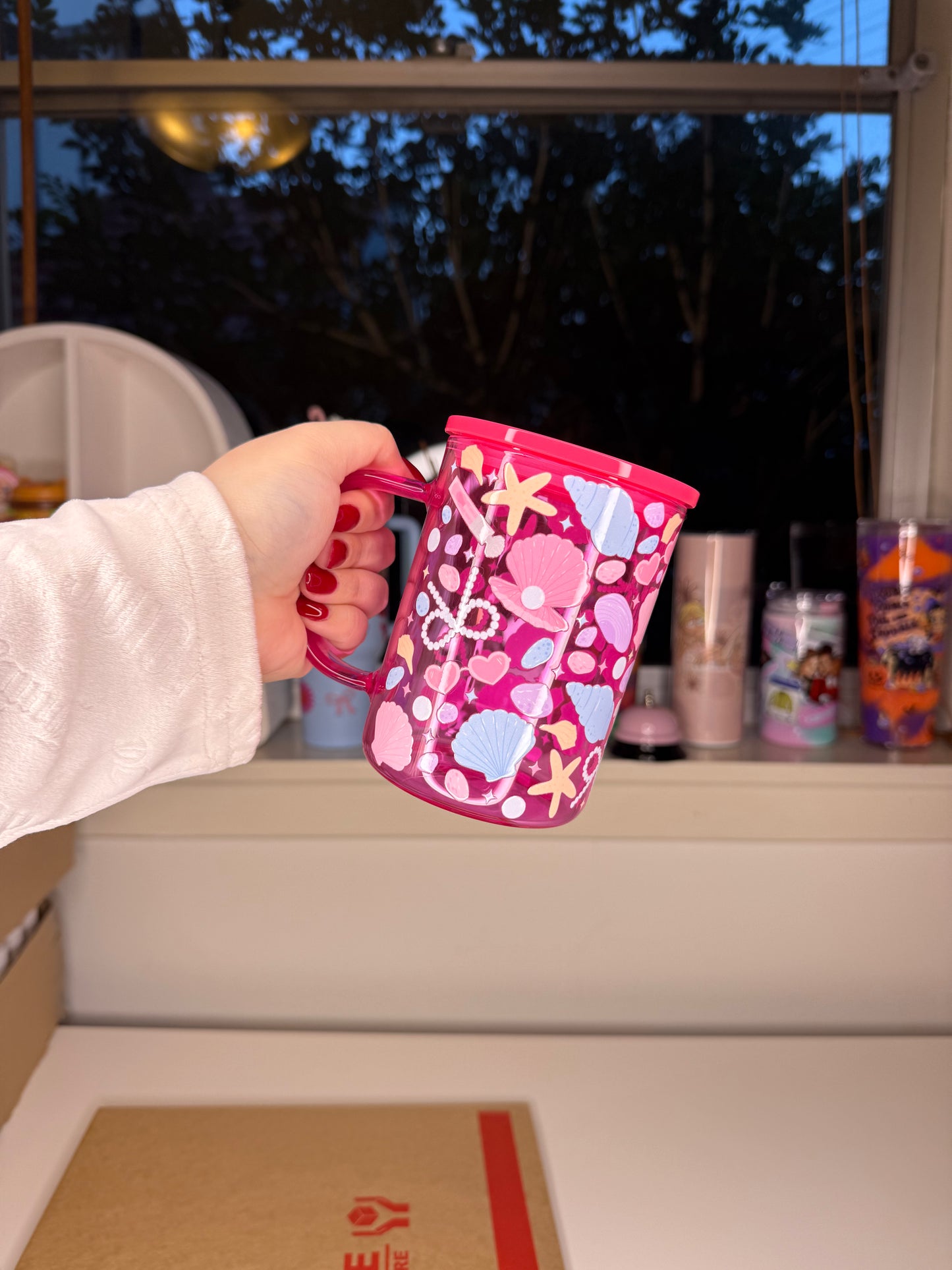 Pink Beachside Coquette Glass Mug