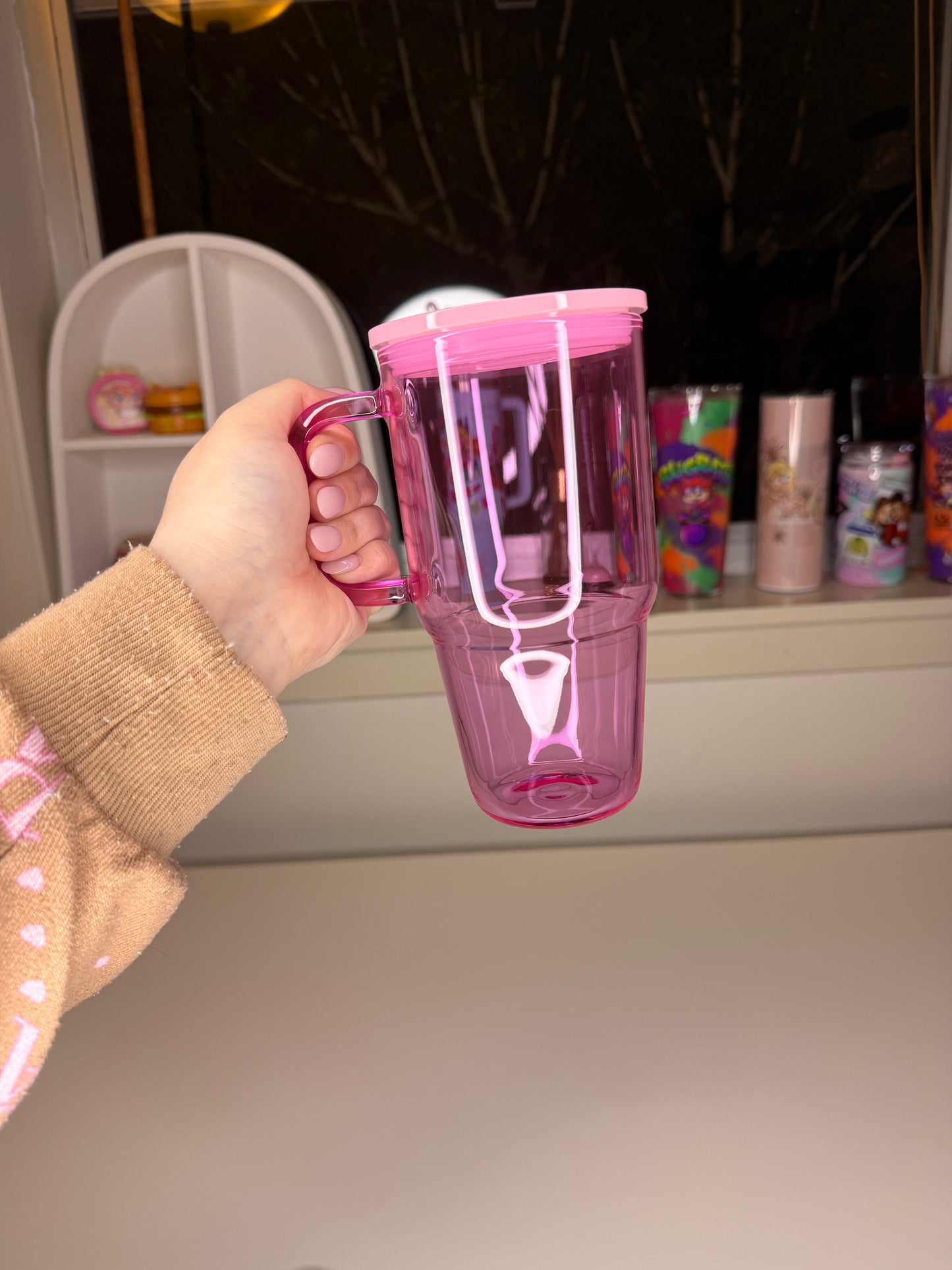 20oz Glass Transparent Handle Tumbler
