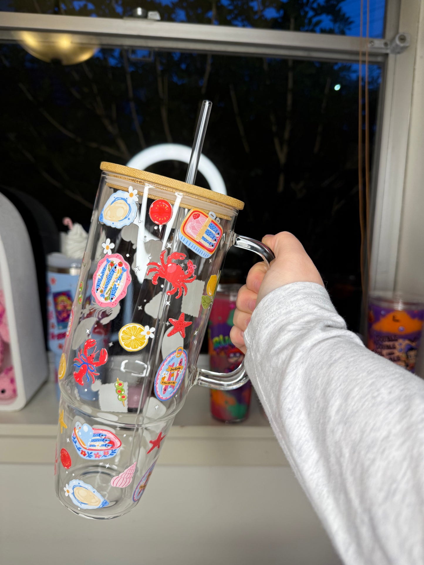 40oz Glass Handle Tumbler