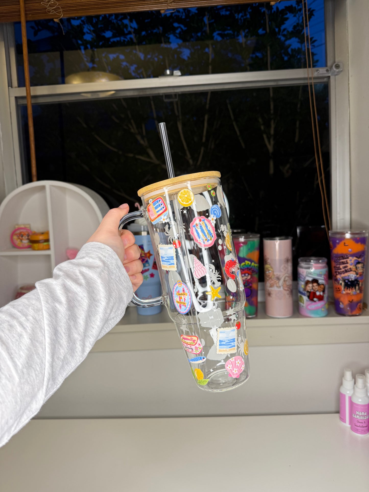 40oz Glass Handle Tumbler