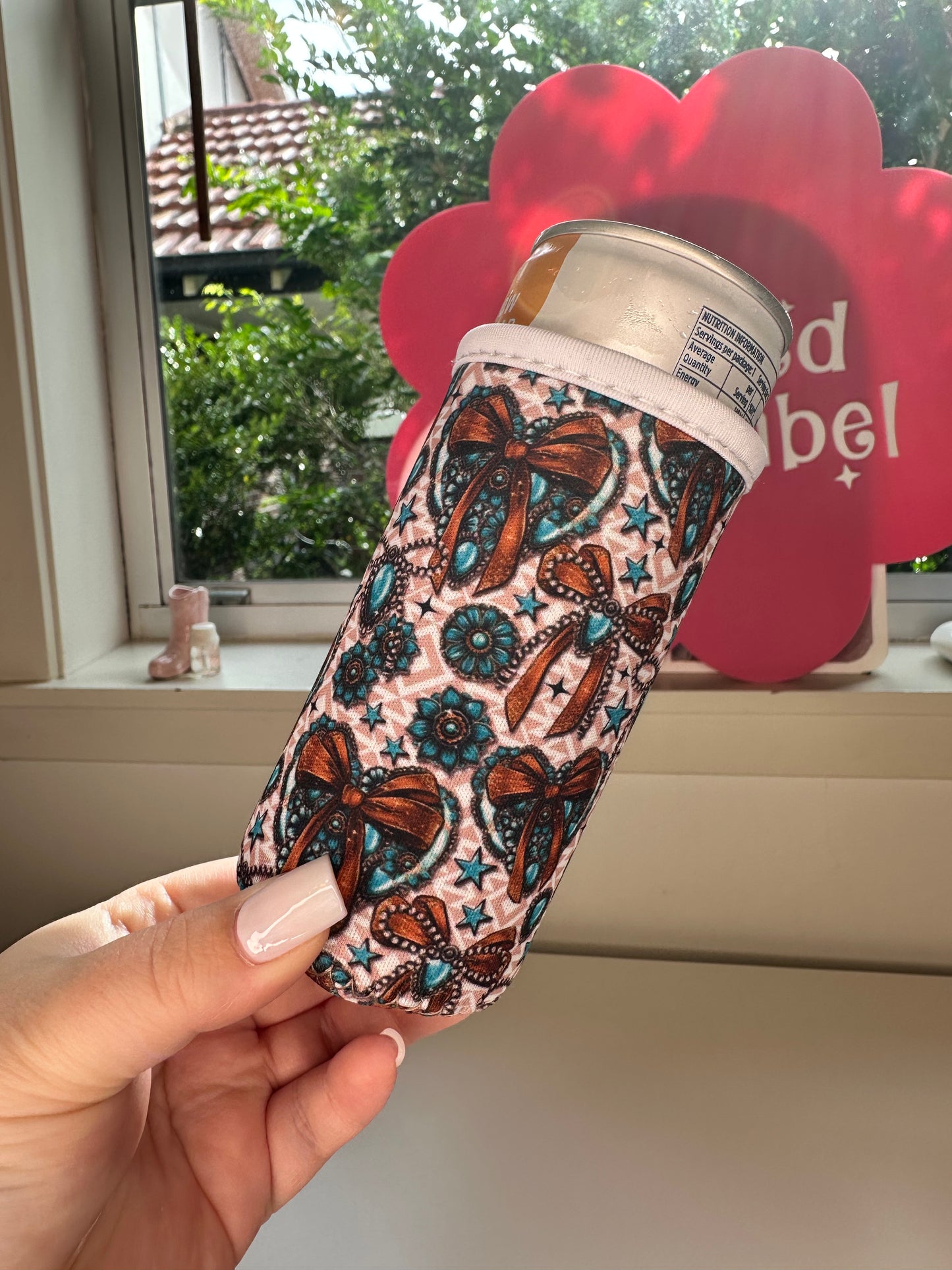 Slim Can Cooler- Turquoise Concho