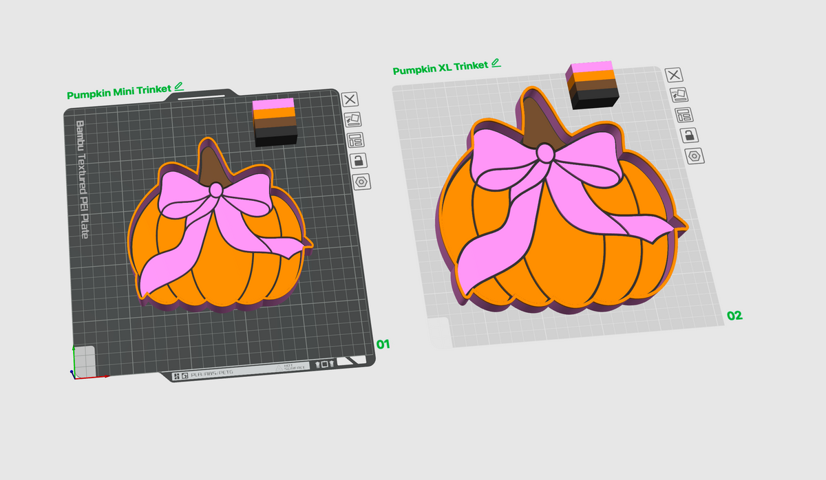 Pumpkin Bow Trinket Trays 3D Printing STL File