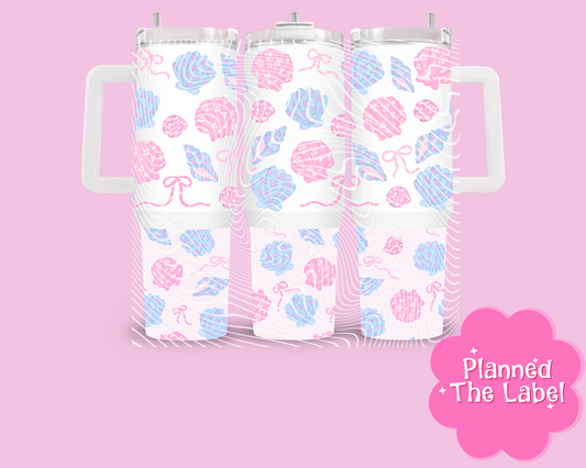 Blue Pink Coquette Shells 40oz Tumbler