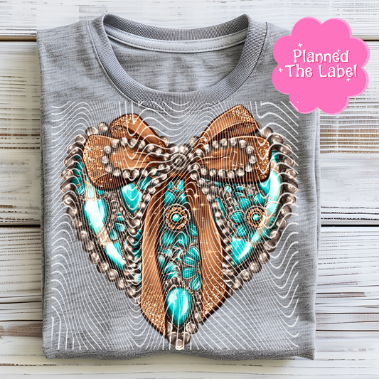 Turquoise Heart Dtf Transfer