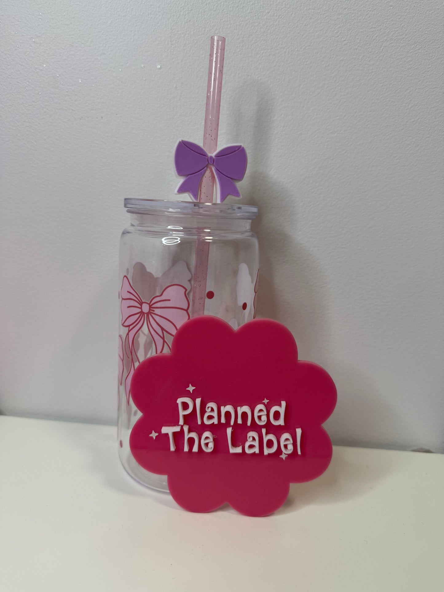 Purple Bow Straw Topper 3D