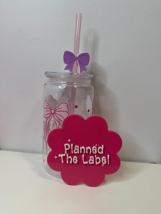 Purple Bow Straw Topper 3D