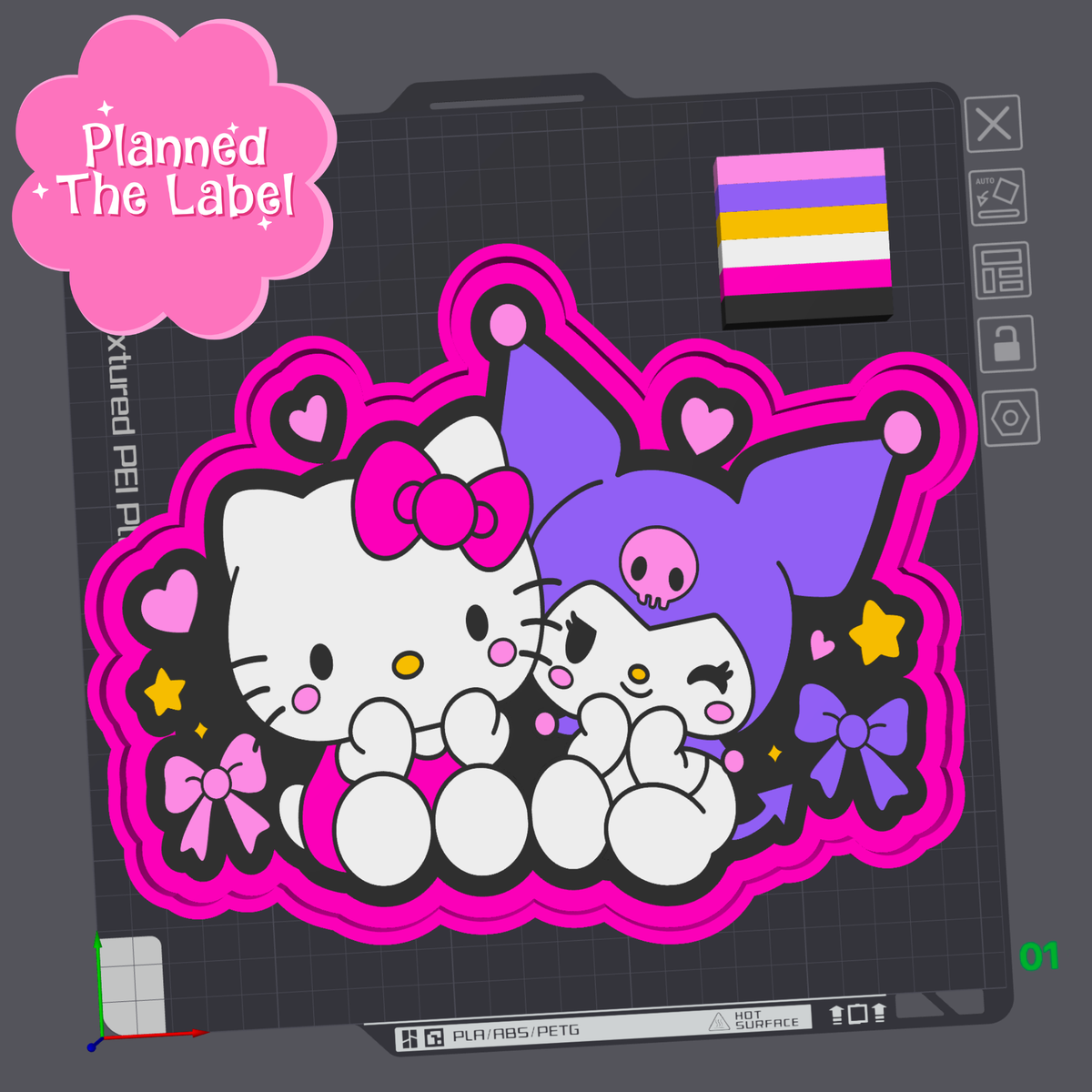 Kawaii Friends Post It & Trinket Tray Combo 3D Printing STL File ORIGINAL DESIGNER