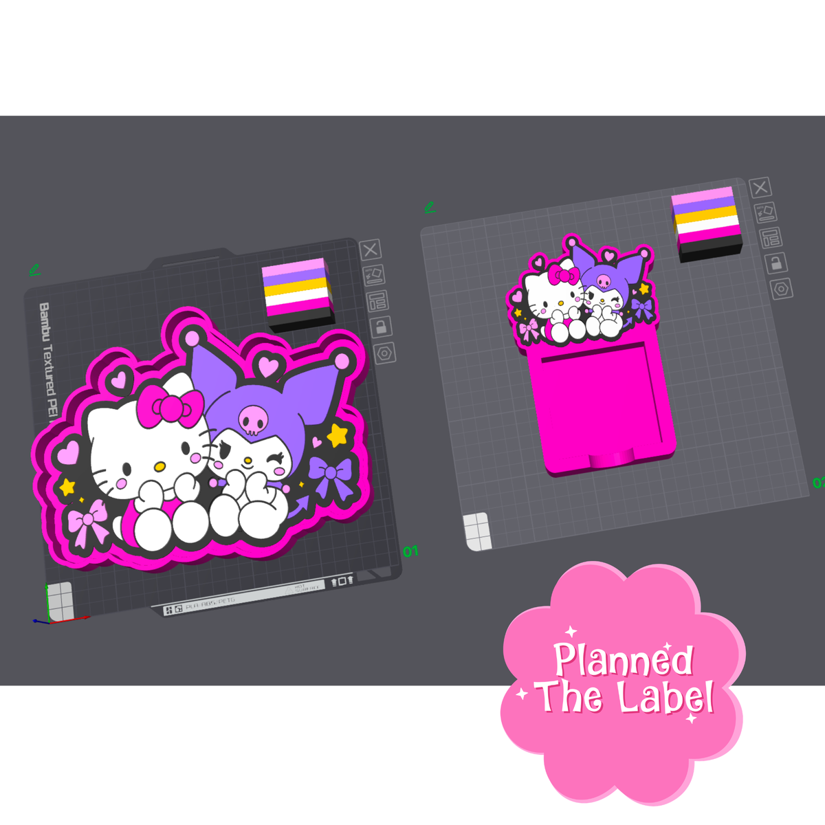 Kawaii Friends Post It & Trinket Tray Combo 3D Printing STL File ORIGINAL DESIGNER