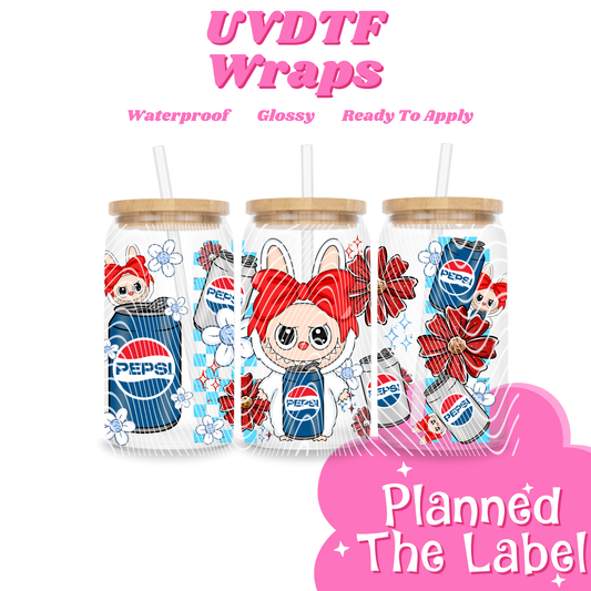 Labubu Pepsi 16oz UVDTF Transfer