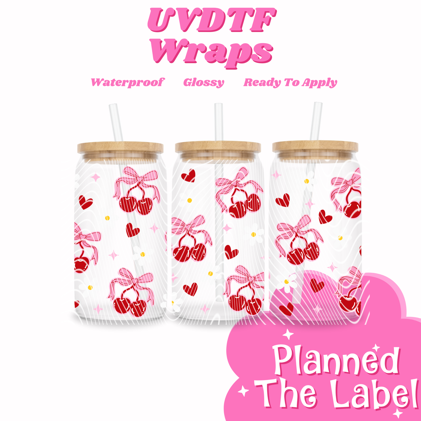 Cherry Bows 16oz UVDTF Transfer