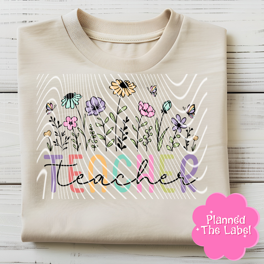 Floral Teacher Direct To Film Transfer