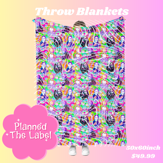 Neon Horror Throw Blanket