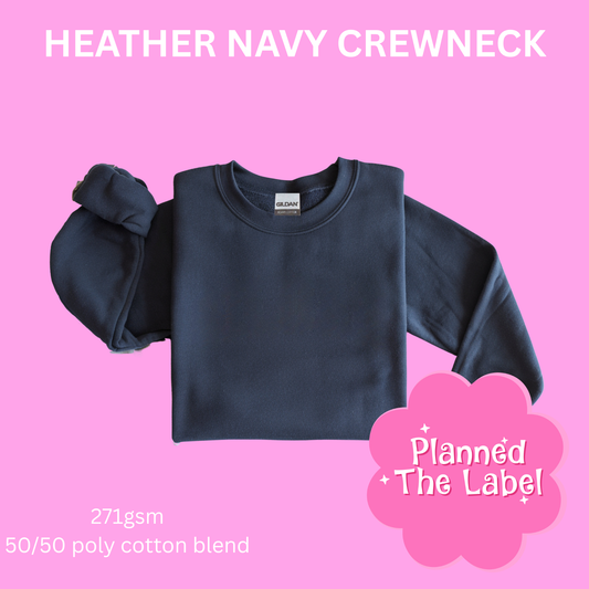 HEATHER NAVY CREWNECK