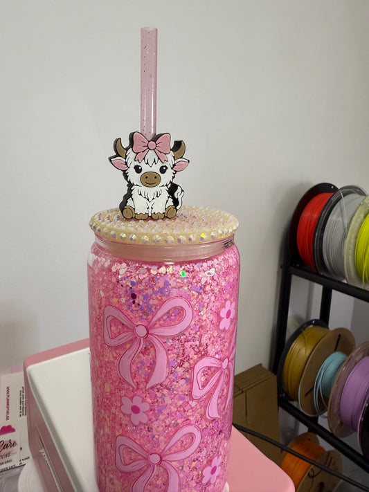 Highland Cow Straw Topper 3D