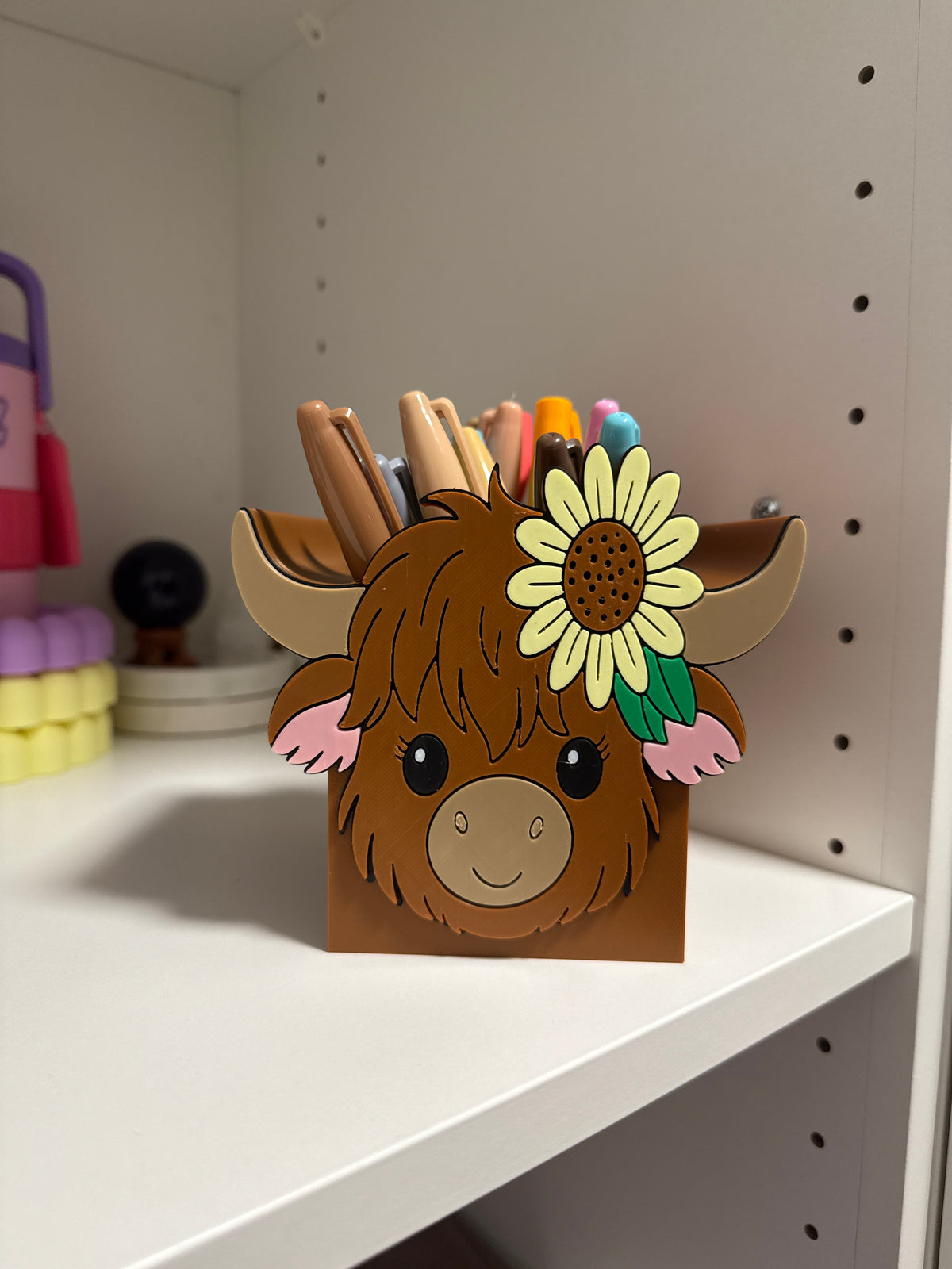 Sunflower Highland Cow Pen Holder