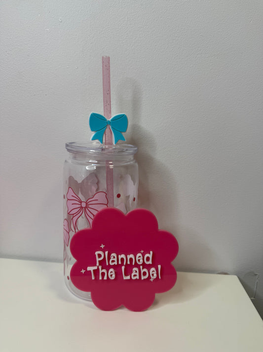 Blue Bow Straw Topper 3D