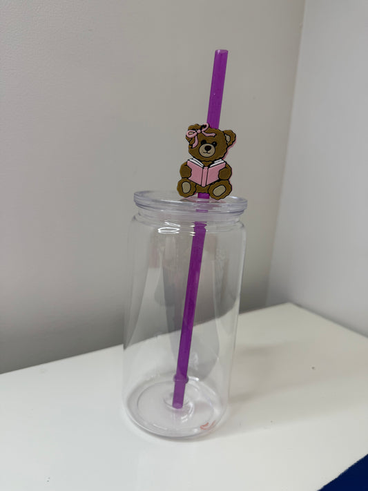 Teddy Bear Straw Topper 3D