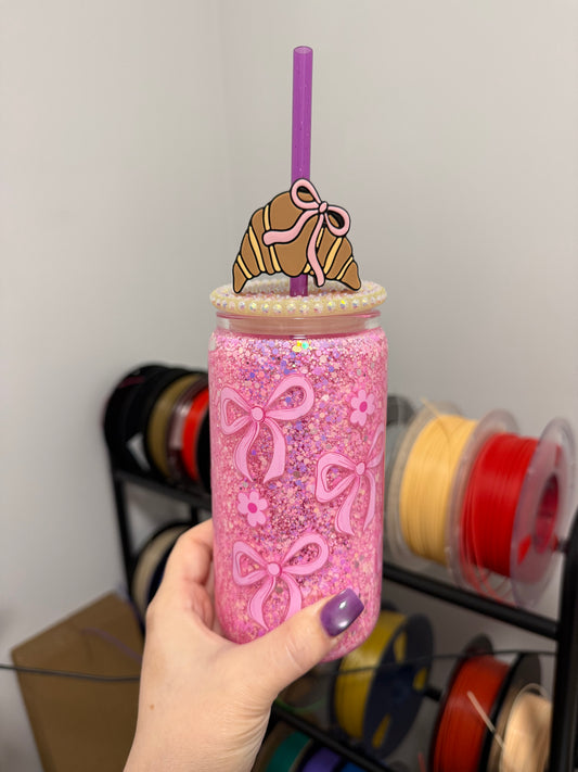 Croissant Bow Straw Topper 3D