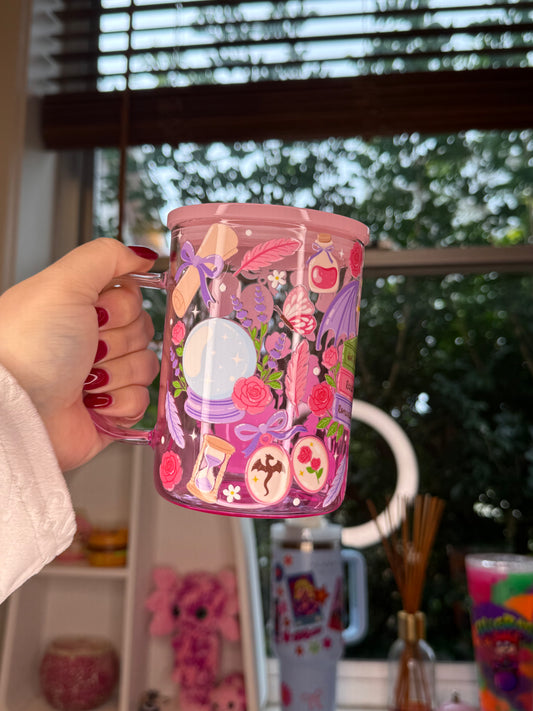 17oz Light Pink Glass Mug Romantasy