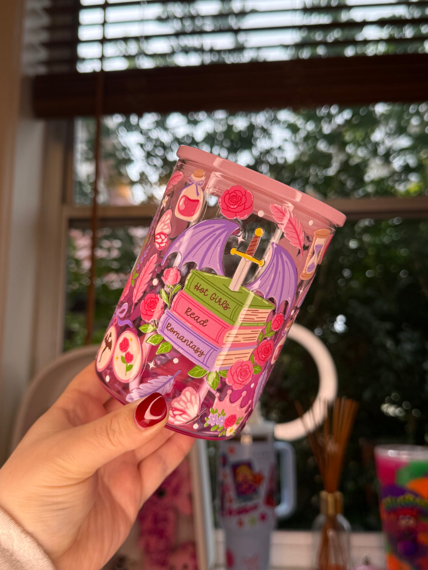 17oz Light Pink Glass Mug Romantasy