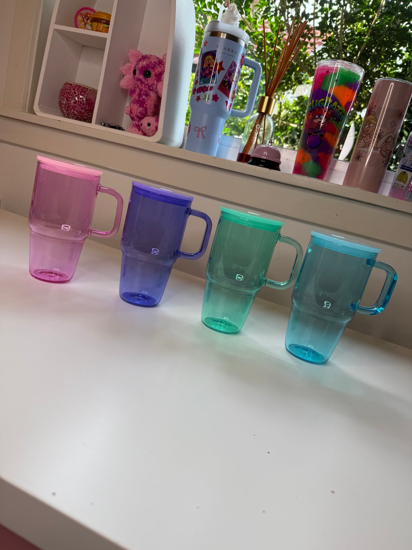 20oz Glass Transparent Handle Tumbler
