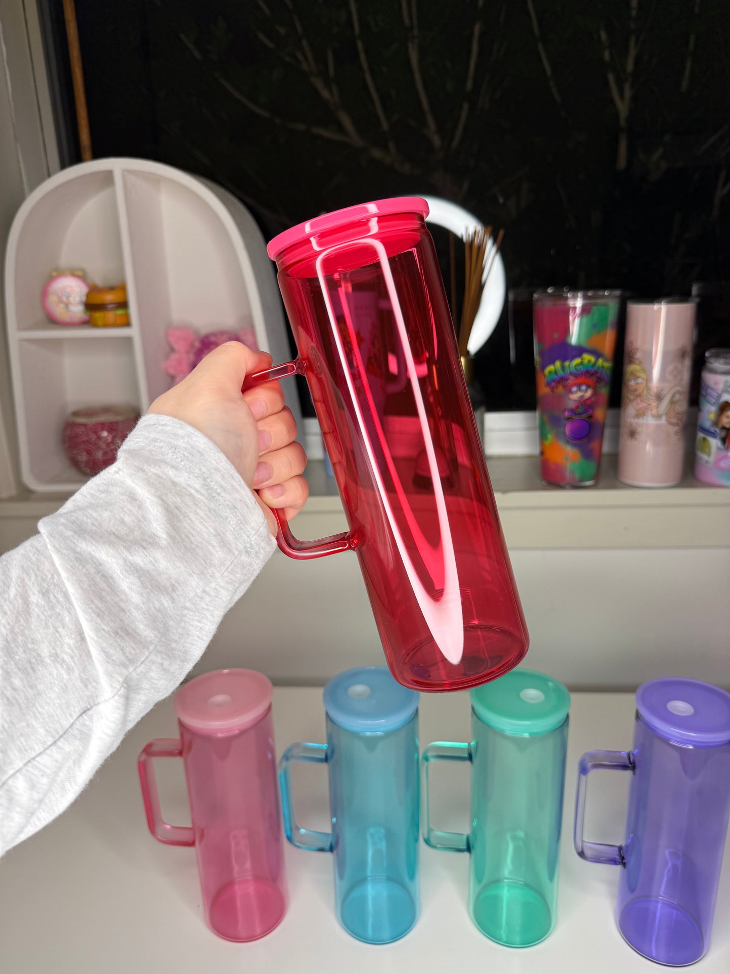 20oz Jelly Glass Handle Tumbler