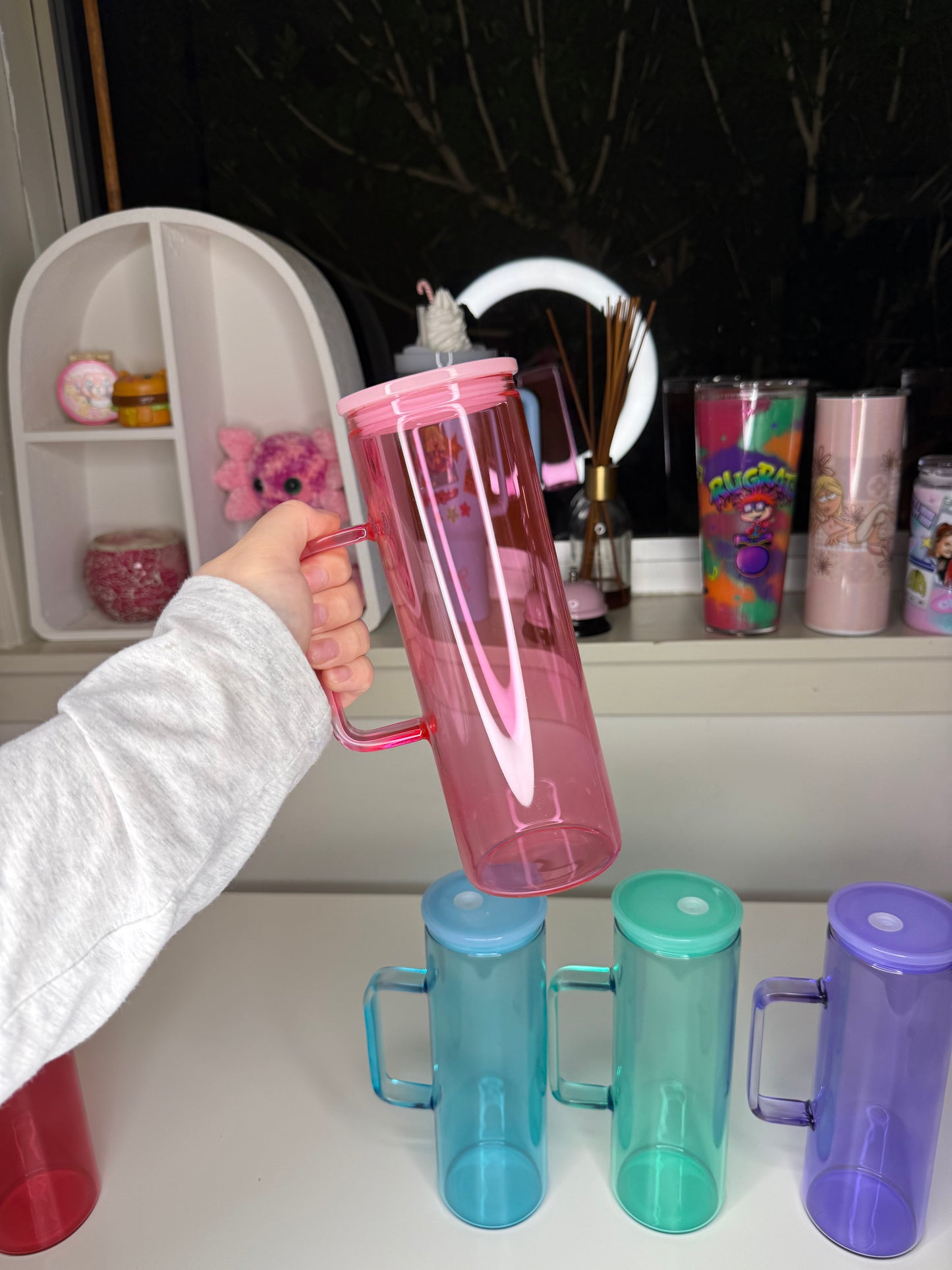 20oz Jelly Glass Handle Tumbler