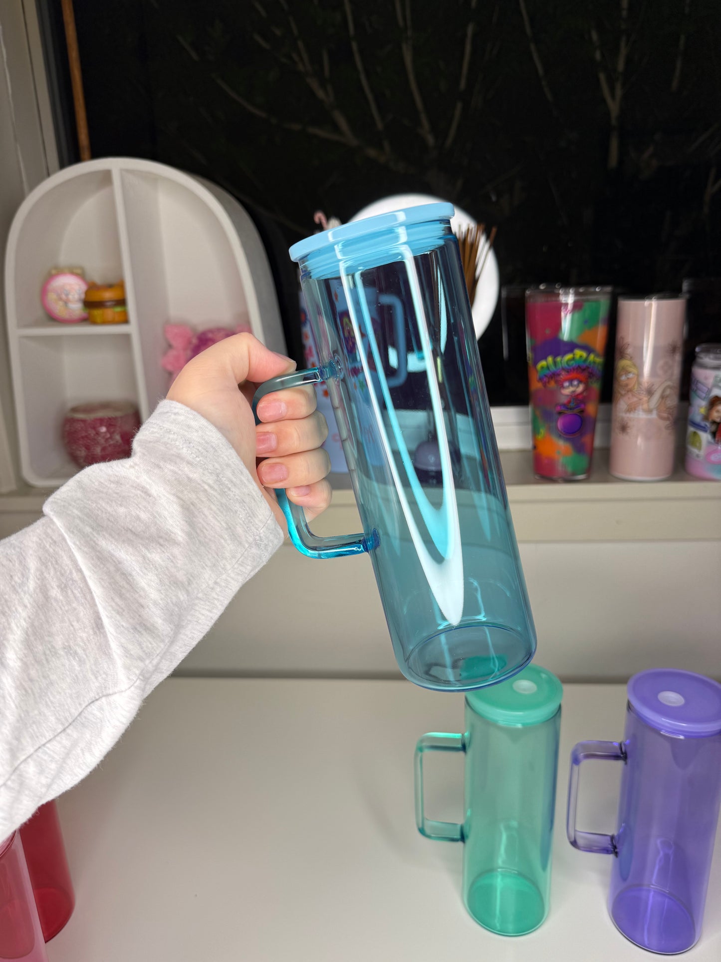 20oz Jelly Glass Handle Tumbler