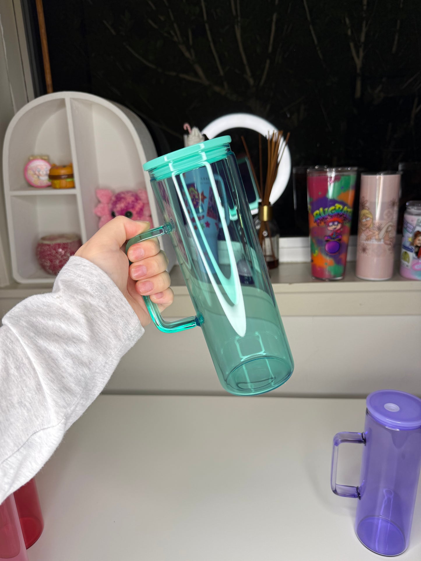 20oz Jelly Glass Handle Tumbler