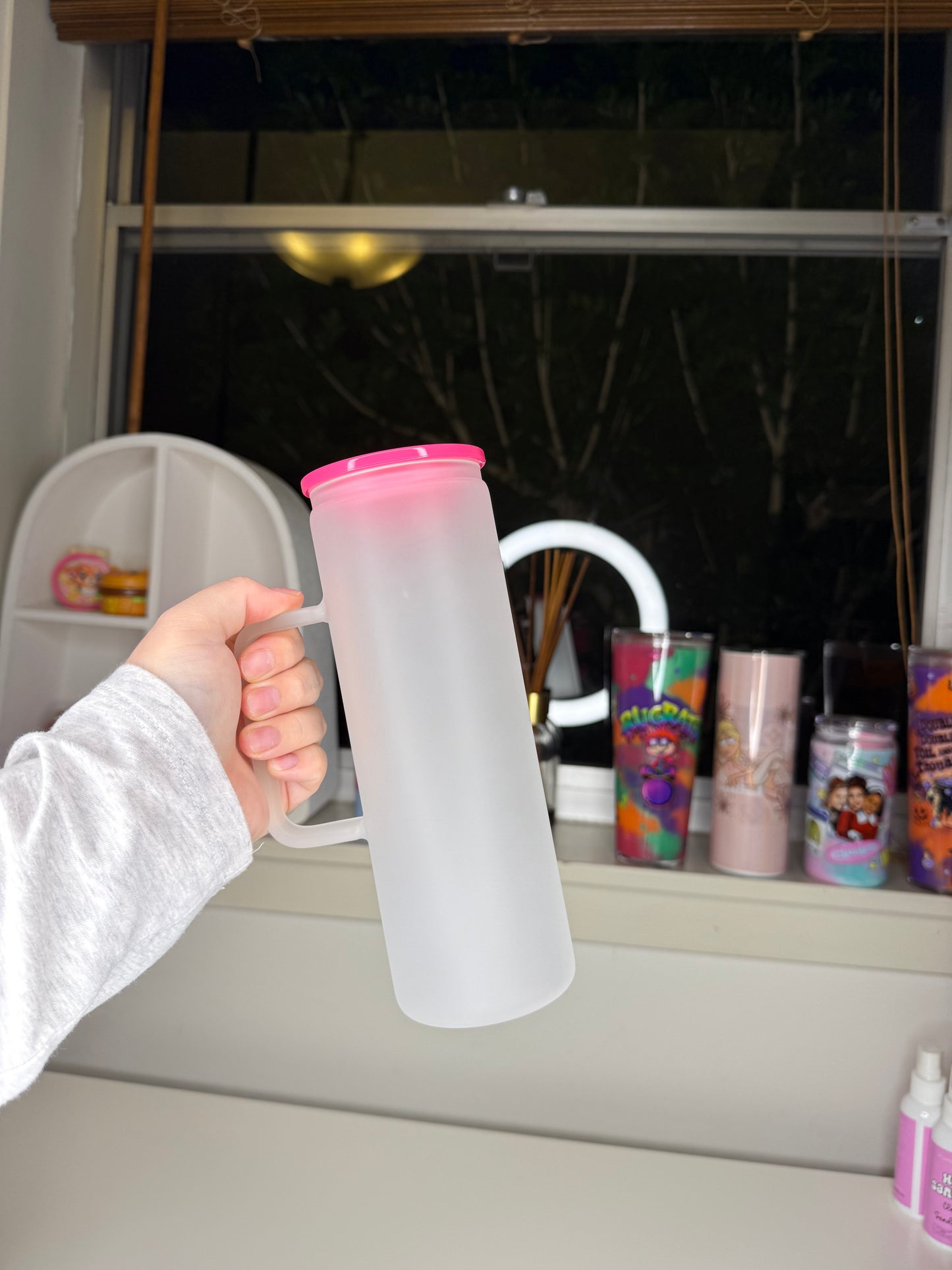 20oz Frosted Glass Handle Tumbler