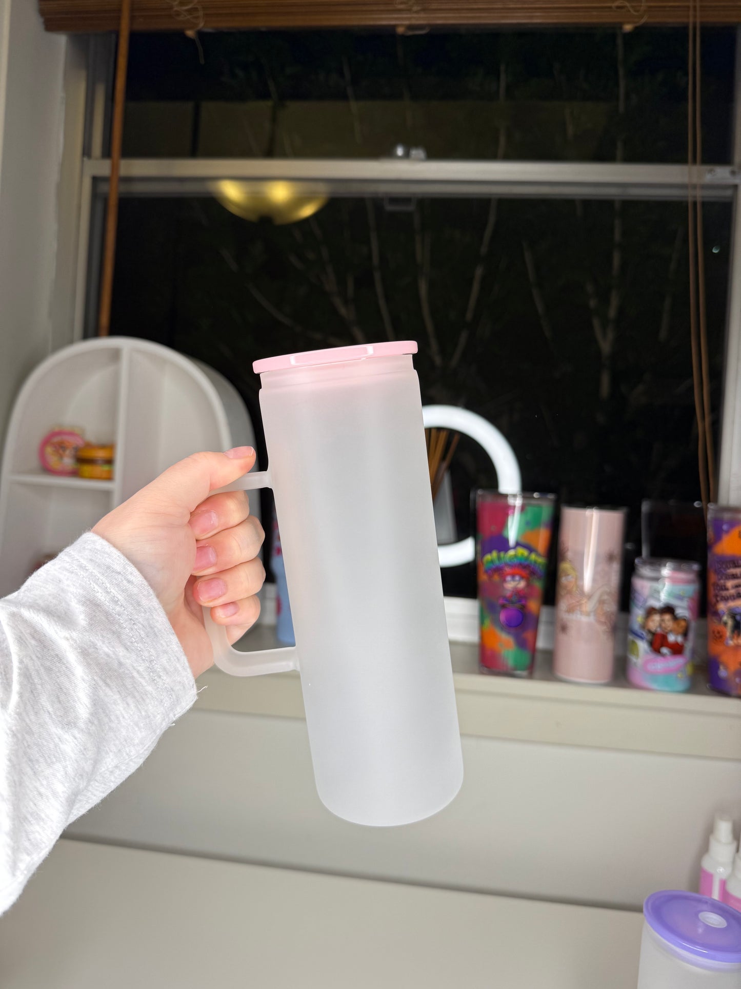 20oz Frosted Glass Handle Tumbler