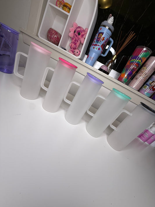 20oz Frosted Glass Handle Tumbler