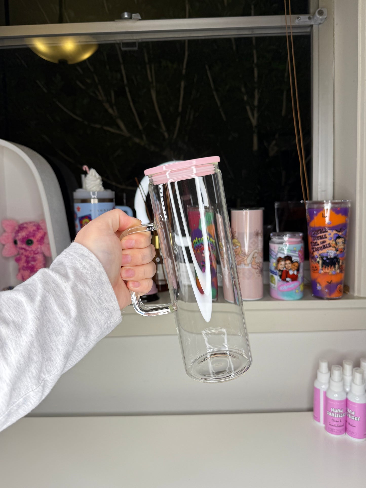 20oz Clear Glass Handle Tumbler