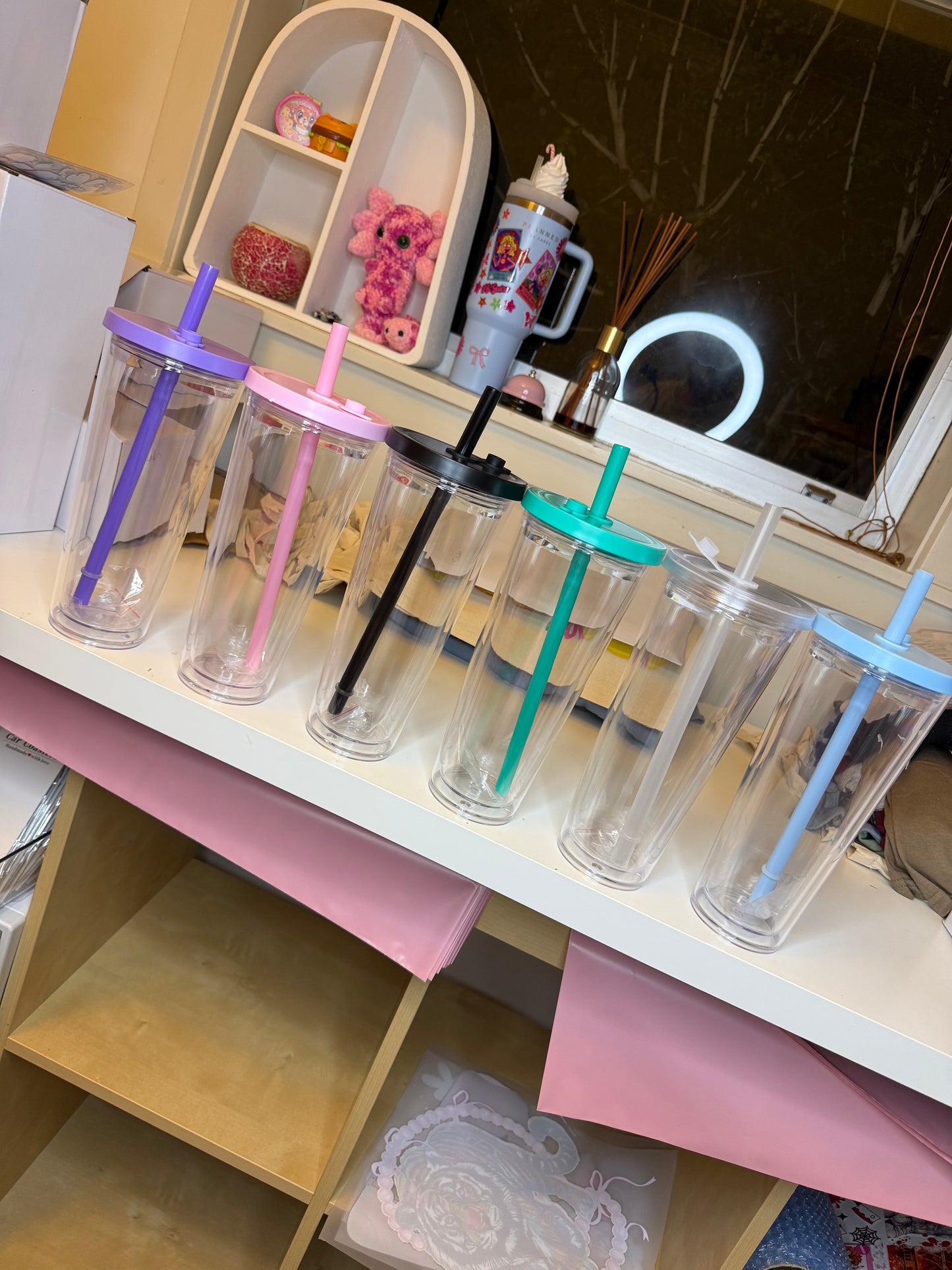 24oz Acrylic Stadium Snowglobe Coloured Lid