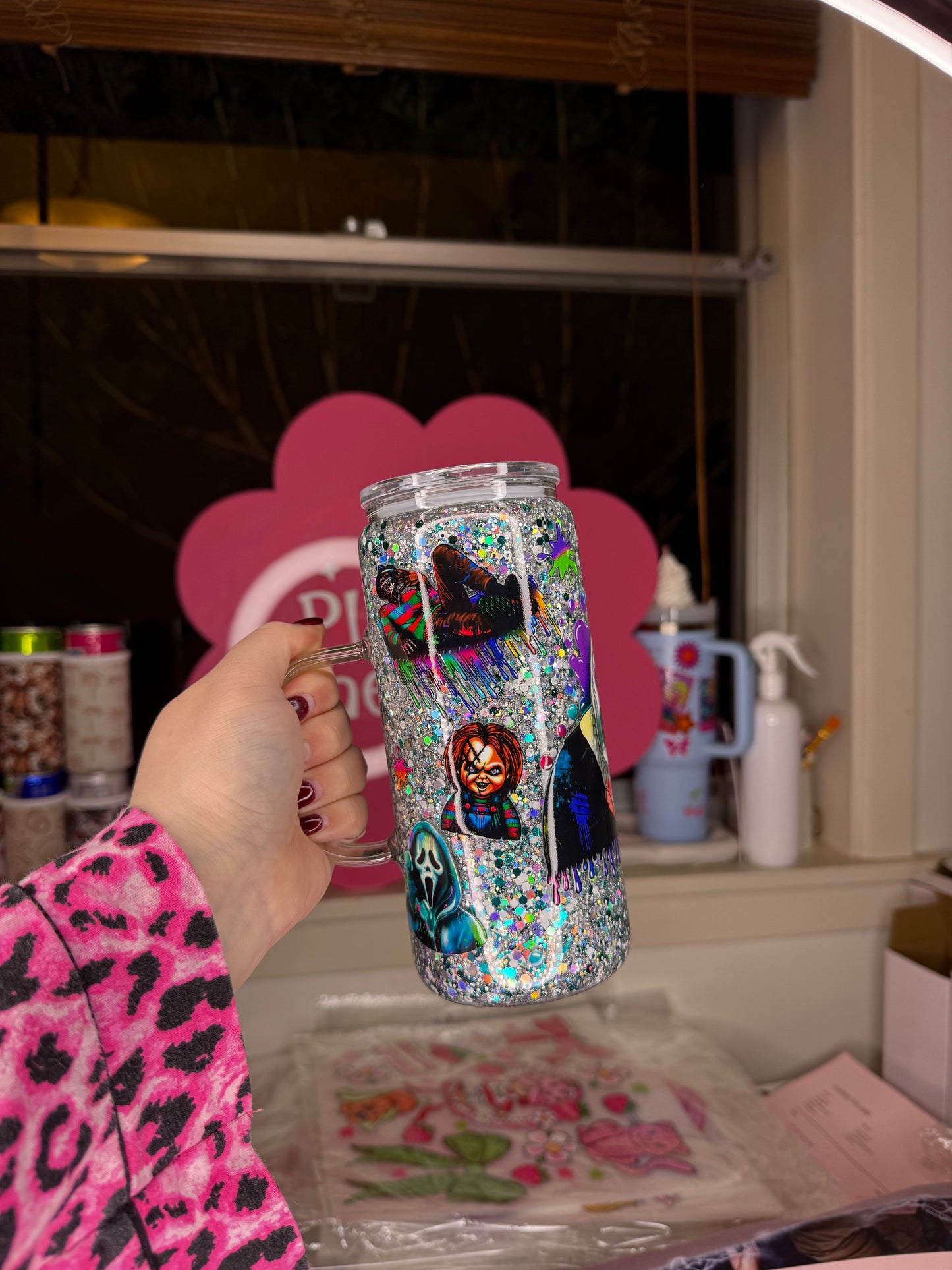 Horror Mash Up 16oz Glass Handle