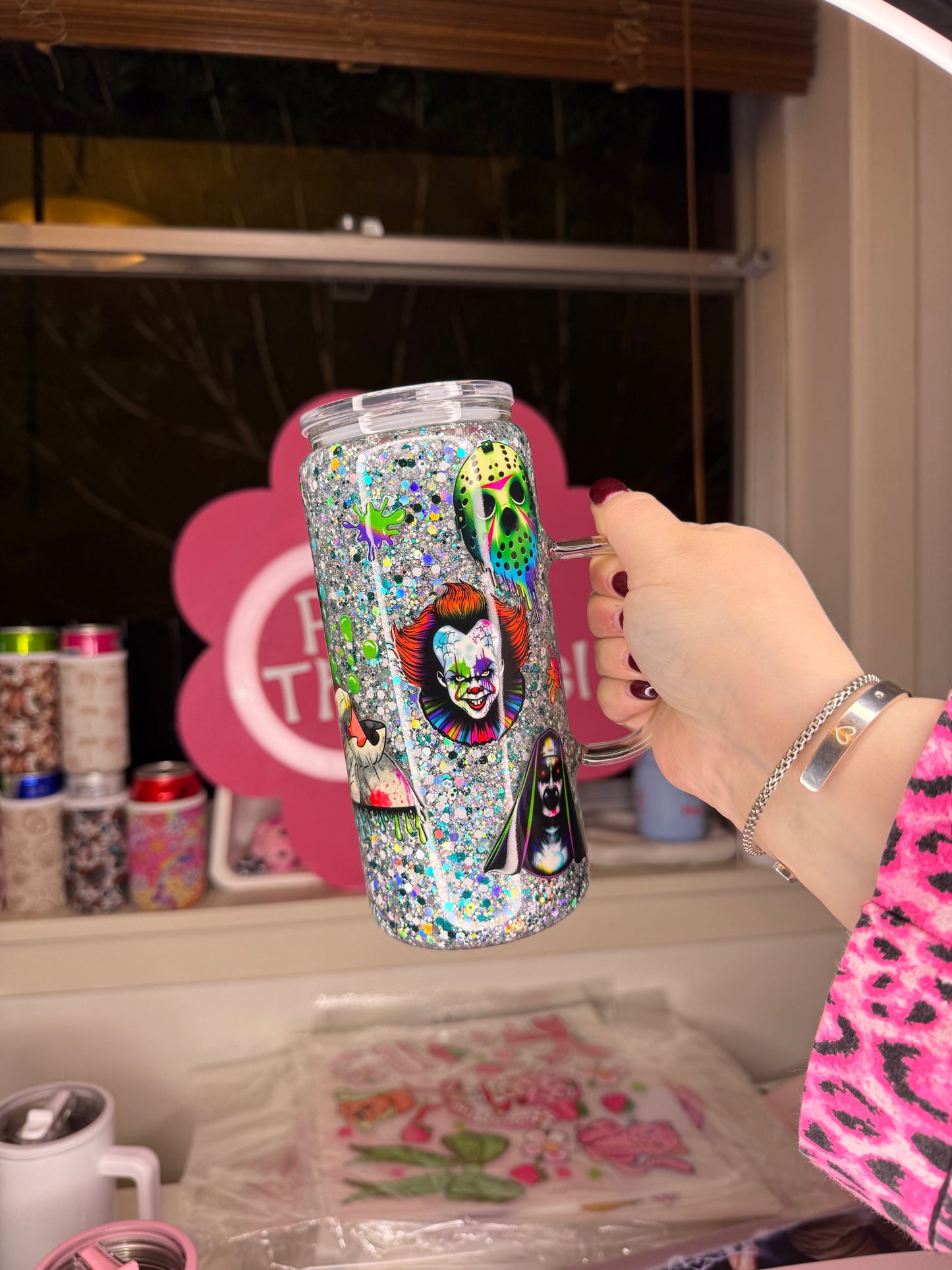 Horror Mash Up 16oz Glass Handle