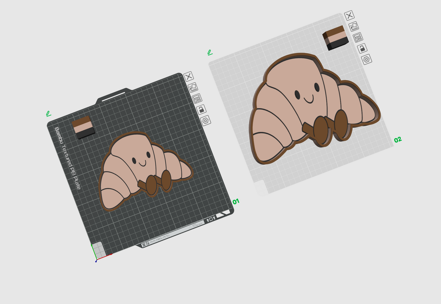 Cutey Croissant Trinket Trays 3D Printing STL File