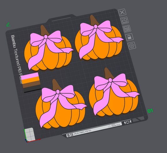Bow Pumpkin Coasters 3D Printing STL File