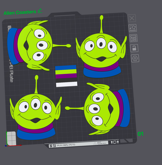 Alien Coasters 3D Printing STL File