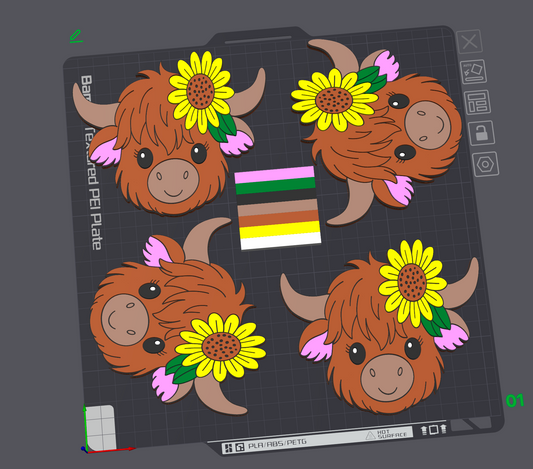 Sunflower Highland Coasters 3D Printing STL File